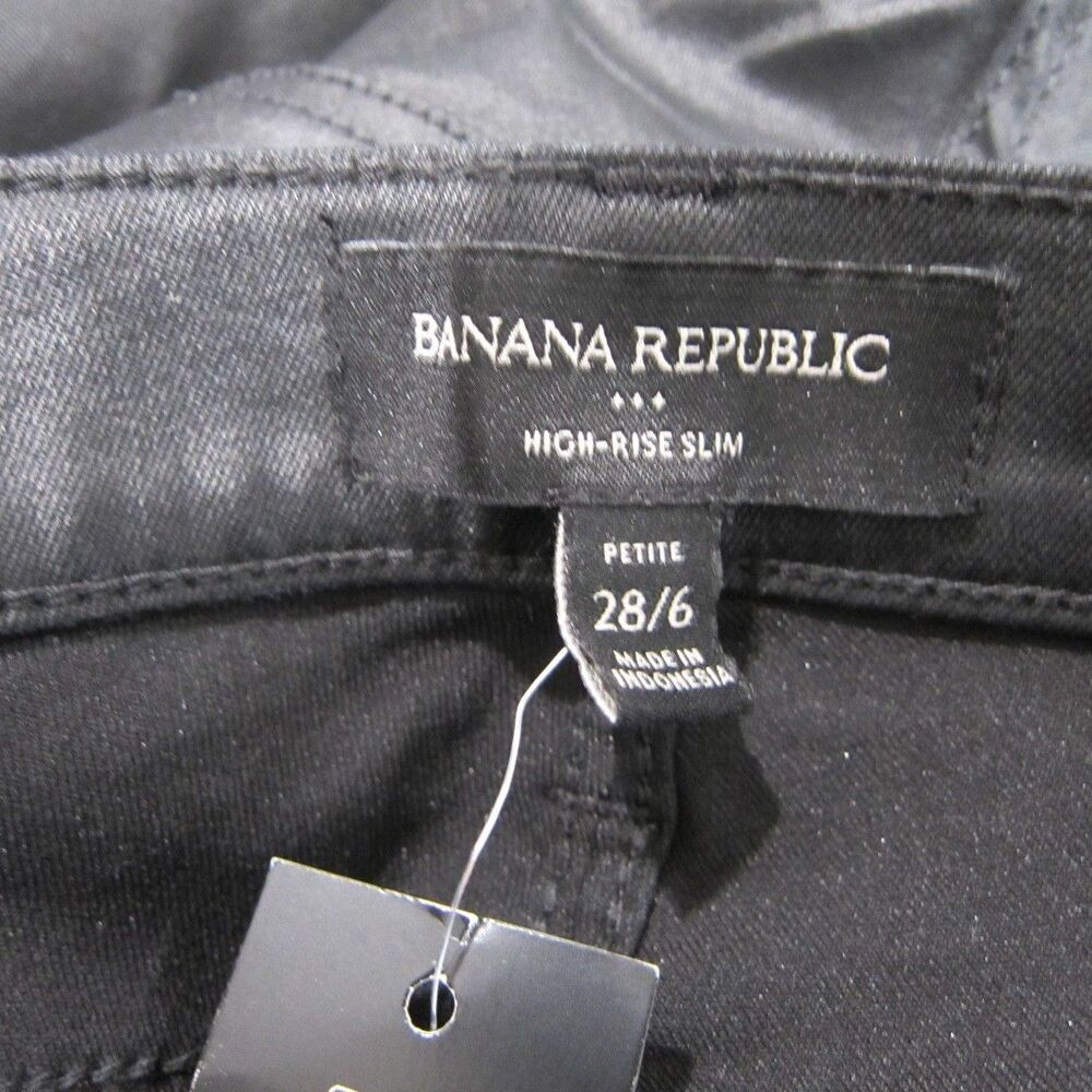 Banana Republic High Rise Skinny Coated Black Ankle Jeans Size 28, 6 Petite New! - Picture 9 of 13